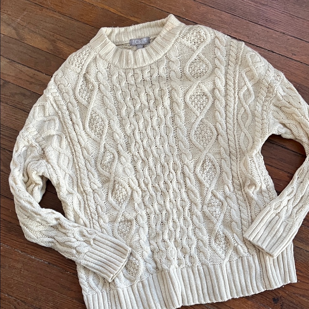 J. Crew Women's Ivory Cable Knit Sweater